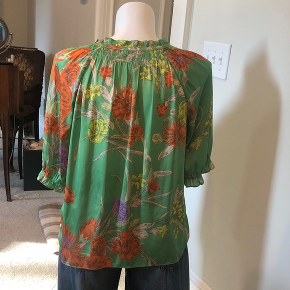 Floral Green Blouse with Ruffle Details - Picture 8 of 13